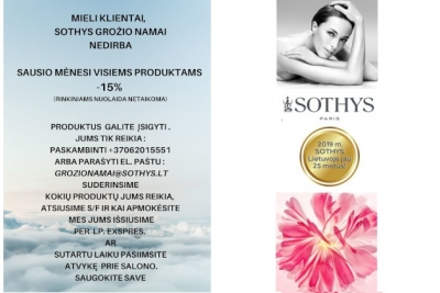 Akcija SOTHYS Paris ir Simone MAHLER Paris profesionaliai kosmetikai