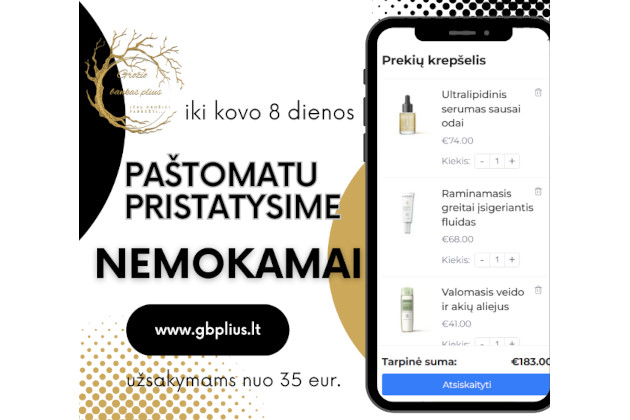NEMOKAMAS PRISTATYMAS paštomatu grožio prekėms iš gbplius.lt!