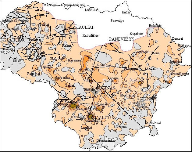 Naudojamo buityje požeminio vandens kietumas Lietuvoje