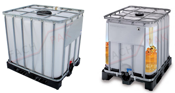IBC konteineriai: 600,800 ir 1000 l plastikiniai konteineriai skystiems maisto produktams
