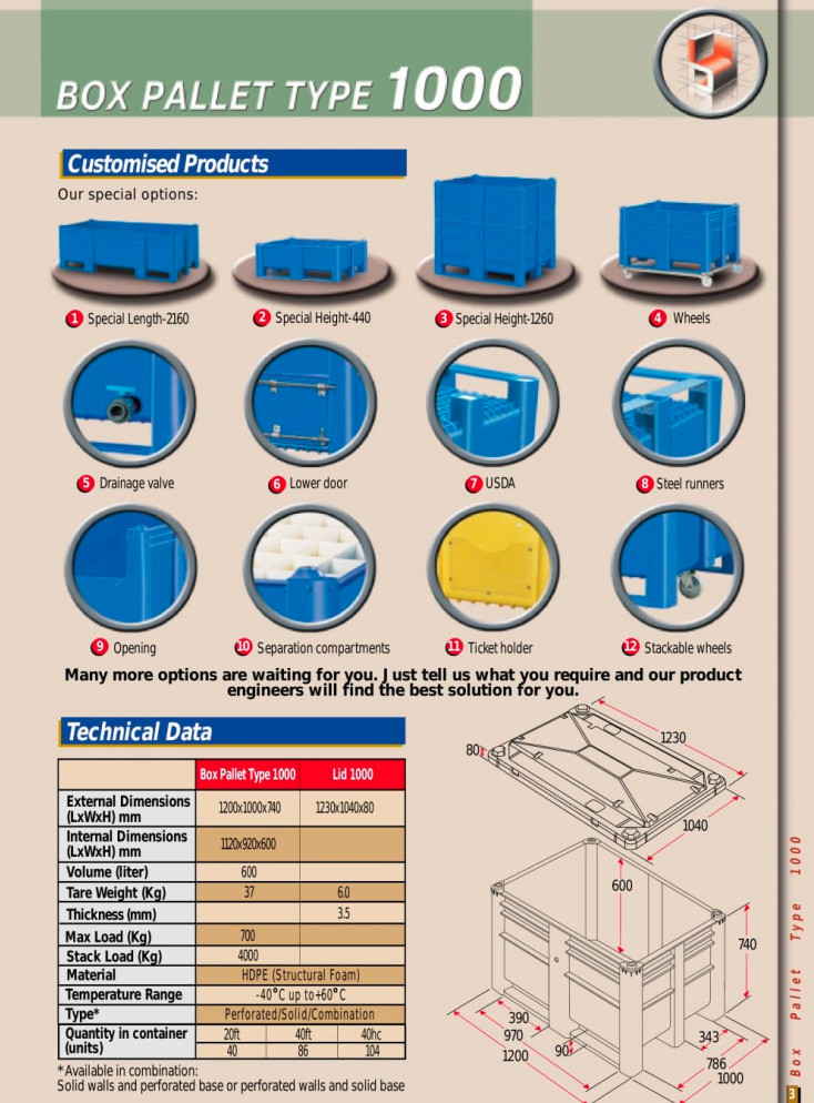 BIG-BOX plastikinis konteineris Dolav 1000 ACE Solid