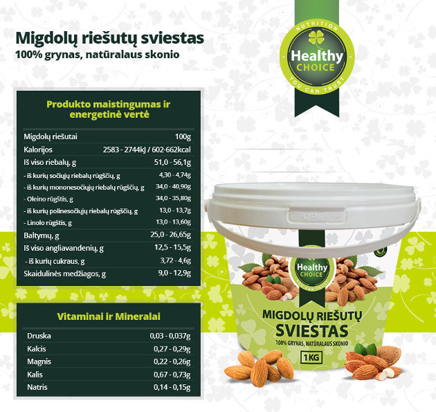 Migdolų riešutų sviestas, 1kg