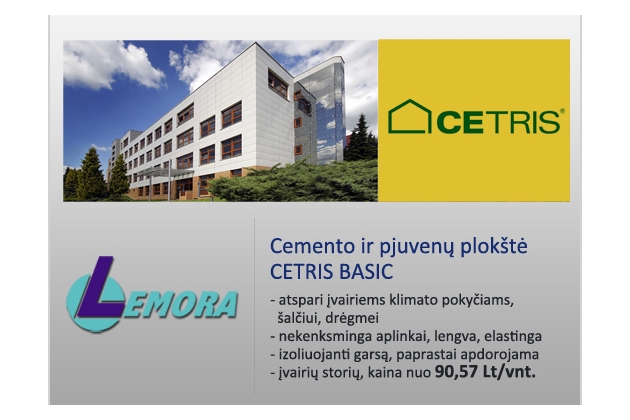 Cemento ir pjuvenų plokštės Cetris