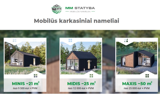 Mobilūs karkasiniai nameliai MINIS, MIDIS ir MAXIS – kuo šie MM Statyba nameliai ypatingi?