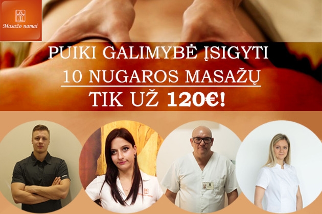 Specialus pasiūlymas 10 nugaros masažų kursui MASAŽO NAMUOSE