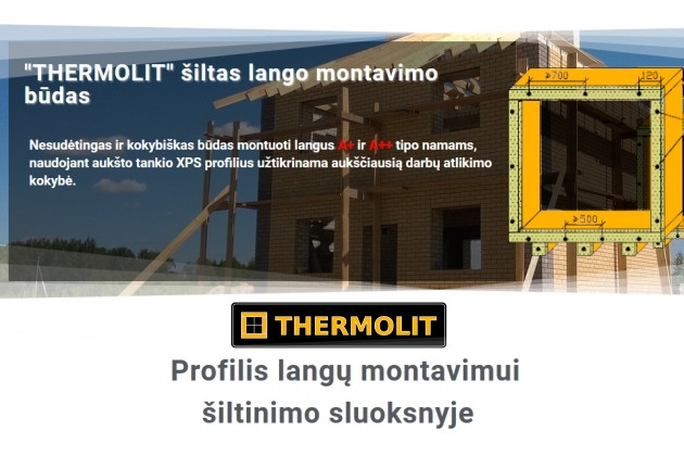 THERMOLIT šiltas lango montavimo būdas A+ ir A++ tipo namams