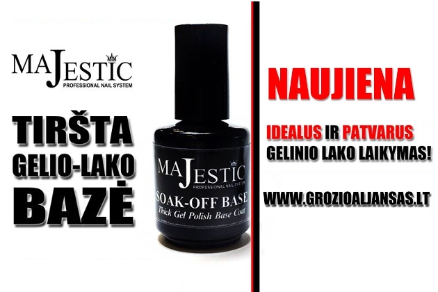 Tiršta Gelio-lako bazė Majestic SoakOff Base - idealus ir patvarus gelinio lako laikymas