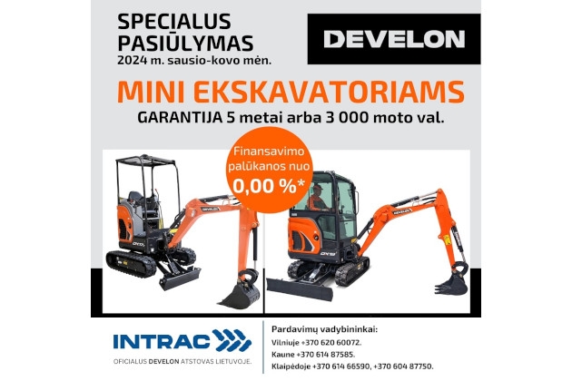 DEVELON mini ekskavatorių DX17z ir DX19 pirkėjams – geros naujienos