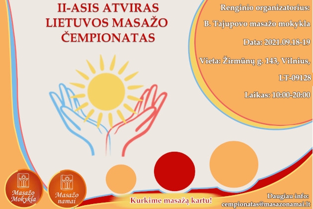 II–asis atviras Lietuvos masažo čempionatas 2021. Kviečiame registruotis!