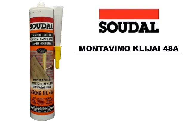 Montažiniai klijai SOUDAL 48 A - greitai fiksuojantys sieninių plokščių klijai
