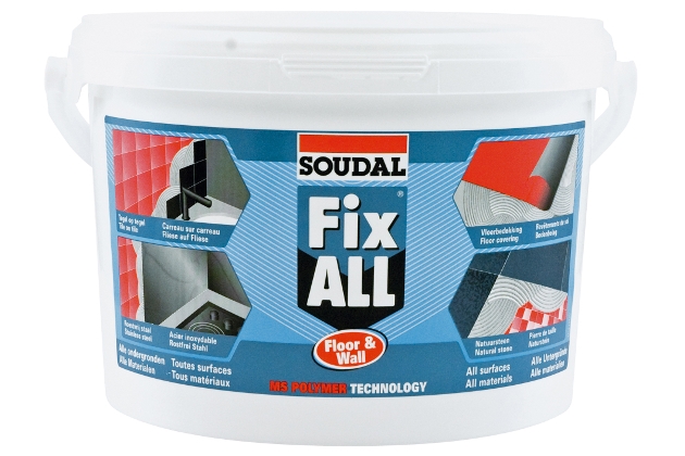 Klijai grindims ir sienoms SOUDAL FIX ALL Floor & Wall - visada elastingi, labai stipraus sukibimo klijai
