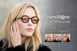 Universalūs akinių lęšiai TRANSITIONS XTRACTIVE su FLASH TO MIRROR atspalviais