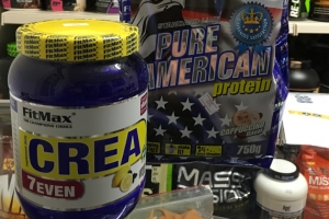 Maisto papildai sportininkams: Kreatinas FitMax Crea 7even ir Proteinas FitMax Pure American